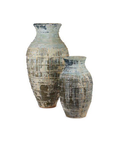 Lipari Extra Large Antique Blue Drip Urn | Currey & Co - 2200-0061